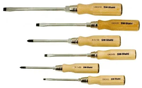 SW-Stahl 30501L Schraubendrehersatz 6-teilig - Schraubendreher-Sets für Handwerker und Heimwerker, ergonomisch und rutschfest, aus hochwertigem Chrom-Vanadium Stahl für kraftvolles Arbeiten.