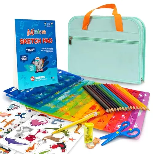 Mimtom Malschablonen-Set für Kinder und Jungen | 51-teiliges Schablonenset mit über 240 Formen, um die Kreativität Ihres Kindes zu entfesseln | Kindersicheres Spielzeug für Kinder ab 3 Jahren