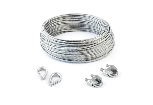 DQ-PP DQ-PP Stahlseil SET 30m, 3-5mm, 6x7, Klemmen, Kauschen, Schrauben Drahtseil