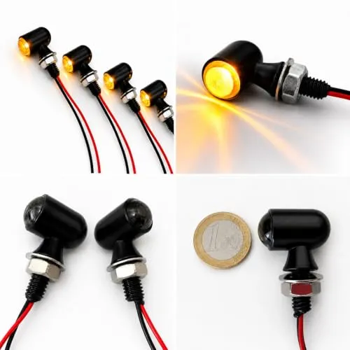 Germany Motorsports LED Motorrad Blinker Mini Bullet Schwarz Smoke Getönt E-Zulassung hinten (2 Paar)