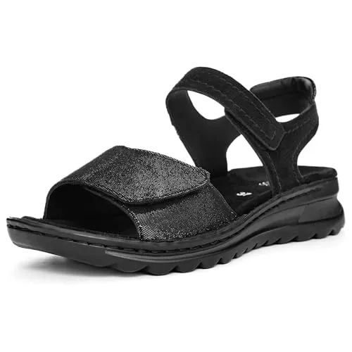 ara Damen Tampa Sandale, Schwarz, 41 EU - Wanderschuhe mit zwei verstellbaren Riemen, weichem Fußbett und optimaler Passform für höchsten Tragekomfort bei Ihren Outdoor-Abenteuern.