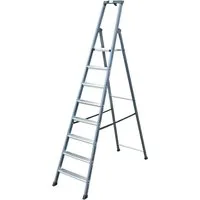Krause Stehleiter Monto Sepro S, 8 Stufen aus Aluminium - Leiter für bis zu 150 kg, maximale Arbeitshöhe 3,70 m. Eloxierte Holme sorgen für saubere Hände und einfache Reinigung. Ideal als hochgelegener Arbeitsplatz nach TRBS 2121-2.