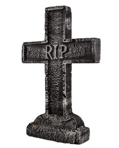 R.I.P. Halloween Grabstein-Kreuz 58cm - Requisiten für gruselige Halloween-Dekoration, aus wetterfestem Polystyrol für langlebige Nutzung im Freien.