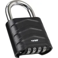 HMF 3508-02 Zahlenschloss Mit 4-Stelligem Code Aus Aluminiumlegierung 56x26x87 mm Sicherheits Schloss Schwarz