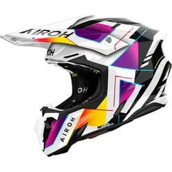 Airoh Twist 3 Rainbow - Motocrosshelm in Weiß/Schwarz/Pink/Gelb - S TW3R38 - Motorradhelm mit HRT-Schale und optimiertem Belüftungssystem für höchsten Komfort. Das innovative ASN-System reduziert Aufprallkräfte und sorgt für Sicherheit bei jedem Abenteuer.