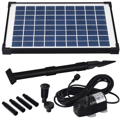 Agora-Tec AT-10W Solar Teichpumpe - 10 Watt, max. Fördermenge 600l/h und Fontänenhöhe 1,00m, ideal für Gartenteich und Springbrunnen