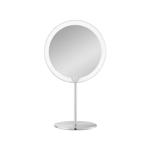 Blomus LED Kosmetikspiegel MODO | Dimmbarer Schminkspiegel mit 3 Lichtfarben - Eleganter Kosmetikspiegel aus mattem Edelstahl mit 5-facher Vergrößerung. Flexibles Design und einfache Handhabung dank Touchsteuerung und USB-C Aufladung – ideal für präzise Make-Up-Anwendungen.