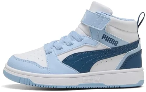PUMA REBOUND V6 MID AC+ PS Kinder Sneaker - Sportliche Kinder Sneaker im Retro-Look mit superweicher Polsterung und Klettverschluss für einfaches An- und Ausziehen. Ideal für den Basketballplatz und den Alltag.