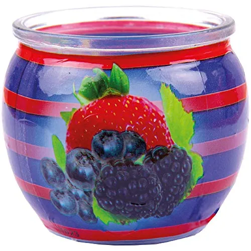 HS Candle Duftkerzen Motiv im Glas, lange Brenndauer und angenehmer Duft (Mixed Berries)