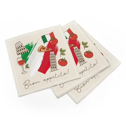 itenga 40x Servietten Italien Flagge Herz 30x30 cm 3-lagig – Buon Appetito – Papier-Servietten (Italien 2)