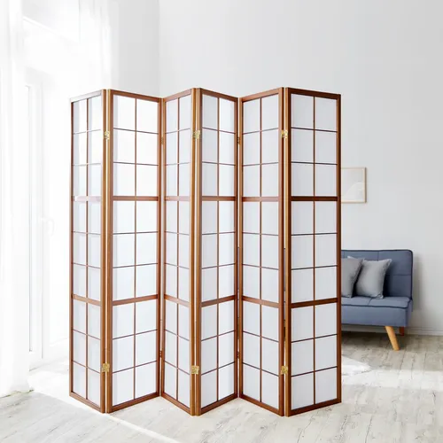 Homestyle4u 6-tlg. Paravent Shoji in Braun 264x175 cm von Homestyle4u
