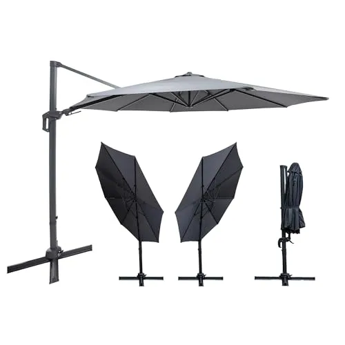 Onids24 Sonnenschirm Groß - Deluxe Alu Ampelschirm 345cm - Sonnenschirm mit 360° Rotationsmechanismus und stufenloser Höhenverstellung, ideal für Garten und Terrasse. Genießen Sie optimalen Sonnenschutz mit UV80+ PE-Stoff und robustem Design.