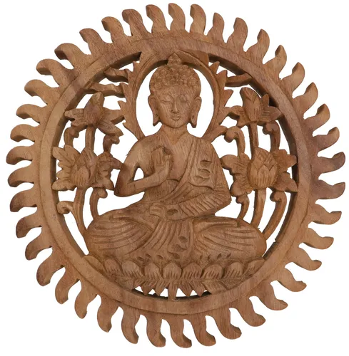 Geschnitztes Wandbild Deko Wandrelief - Buddha - 2*25*25 cm