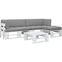 vidaXL 4-tlg. Paletten-Lounge-Set aus imprägniertem Kiefernholz - Weiß - Das stilvolle Paletten-Lounge-Set aus imprägniertem Kiefernholz bietet Komfort und rustikalen Charme für Garten und Terrasse. Mit robustem Design und pflegeleichten Materialien ist es ideal für entspannte Stunden im Freien.