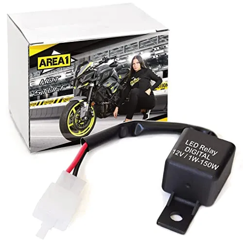 Area1 Motorrad Blinkerrelais Blinkgeber lastunabhängig/digital für LED Blinker, Halogen und Glühbirnen, 12V 0.1-150W 2 Pin / 2-Polig, Steckeranschluss