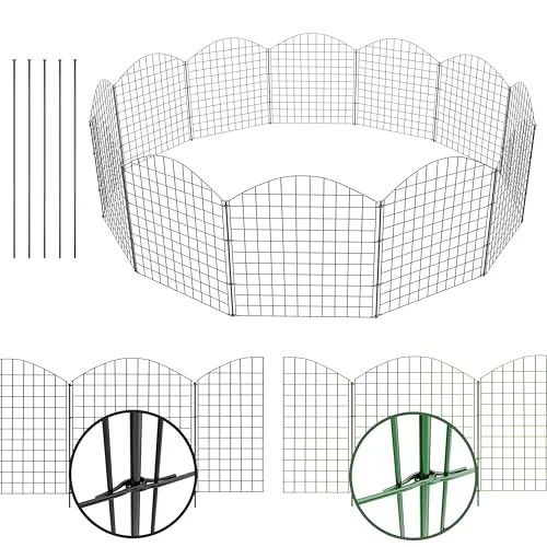 NewHabitat 10x Teichzaun Steckzaun aus Metall, Grün, 78cm - Dekorative Zäune - Flexibles und erweiterbares Zaunset aus robustem, wetterbeständigem Metall, ideal für Garten, Teich oder Pool mit 5 Jahren Garantie.