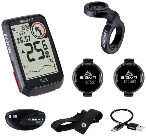 Sigma ROX 4.0 Trainingscomputer Sensor Set - Präzise Trainingsdaten für Radfahrer - Fahrradcomputer mit umfassenden Funktionen und Sensoren für genaue Leistungsanalysen, ideal für ambitionierte Radfahrer.