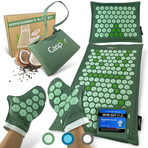 Akupressur Eco Set - Akupressurmatte mit Kissen, Tasche und Massagehandschuhe