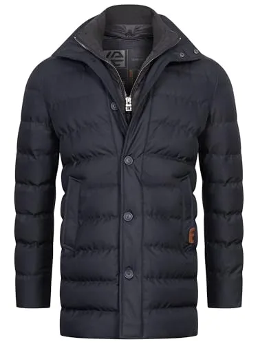 Indicode Herren INWooding Winterjacke Stehkragen Navy Mix, L - Winterjacke mit abnehmbarem Inlay für zusätzlichen Komfort und Wärme. Hochwertige Steppung schützt effektiv vor Kälte. Praktische Taschen für Handy und Schlüssel. Regular Fit, ideal für den täglichen Einsatz.
