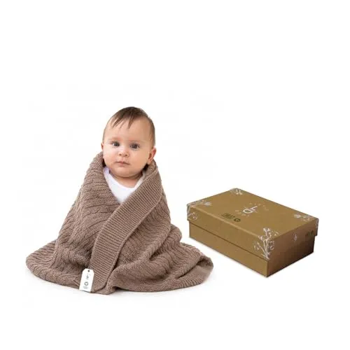 Little Dedi 100% Bio-Baumwolle Babydecke Gestrickt 80x100 cm Mokka – GOTS Zertifiziert, Weich und Atmungsaktiv, Ideal für Neugeborene und Säuglinge, Nora