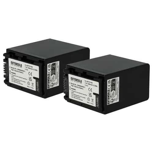 EXTENSILO 2X Akku kompatibel mit Sony FDR-AX33, FDR-AX53E, FDR-AX43, FDR-AX700, FDR-AX60, FDR-AX53 Kamera (3300 mAh, 7,4 V, Li-Ion)