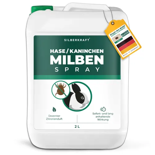 SILBERKRAFT Milbenspray für Hasen & Kaninchen - Effektives Milbenspray für Hasen und Kaninchen, bietet sofortigen Schutz und langanhaltende Wirkung. Ideal für Fell und Umgebung, um einen Neubefall zu verhindern. Hergestellt in Deutschland mit höchsten Qualitätsstandards.