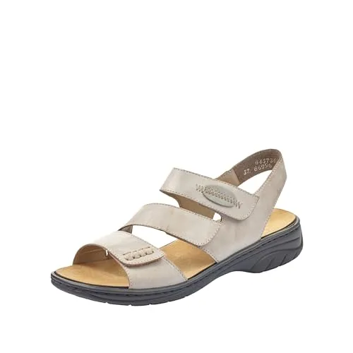 Rieker Sandale Sandalette beige 40 EU - Wanderschuhe mit 2 cm Absatzhöhe, ideal für Komfort und Stil, ausgestattet mit praktischem Klettverschluss für einfaches An- und Ausziehen.