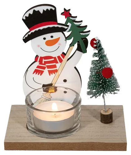 HGD CD49-2700 - Teelichthalter Schneemann - 2er Set | 11 x 7 x 12 cm