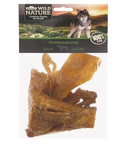 Dehner Wild Nature Hundesnack, Premium Leckerli glutenfrei / getreidefrei, Kausnack für Hunde, Pferdesehnen, 200 g