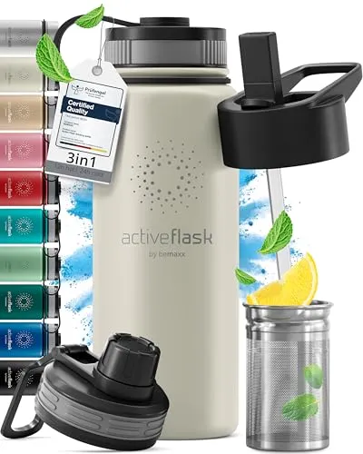 BeMaxx Trinkflasche Edelstahl ACTIVE FLASK weiss 530ml