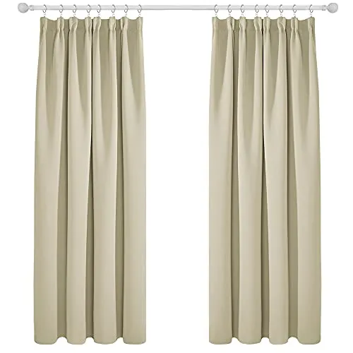 Deconovo Kräuselband Gardinen Set 183x168 cm Beige in beige von Deconovo