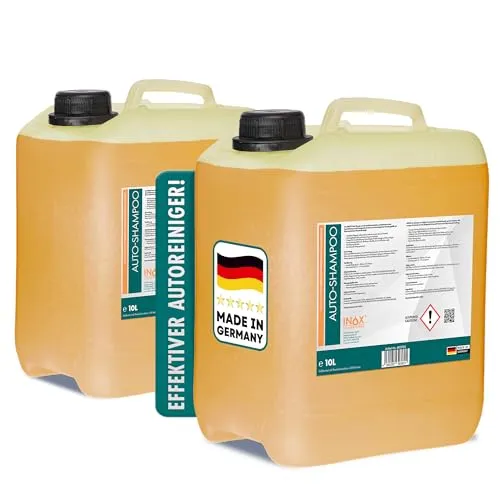 INOX® - Nano Line Autoshampoo Konzentrat im praktischen 2x10L Kanister | Autoreiniger für PKW, LKW, Wohnmobil und Motorrad | Autoshampoo für Hochdruckreiniger | Sanfte Reinigung