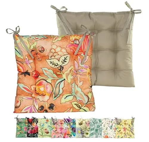 JACK Outdoor Motiv Stuhlkissen 38x38cm Lounge Kissen Auflage Wasserfest Sitzkissen Garten Lotus Effekt, Farbe:Beerenflut Orange