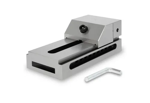 EBERTH Präzisions-Niederzugschraubstock 125mm - Schraubstock mit 125mm Backenbreite, ideal für präzise Bohr- und Fräsarbeiten. Robustes Stahlmaterial sorgt für Langlebigkeit und Stabilität in Werkstatt und Heimwerkerbereich.