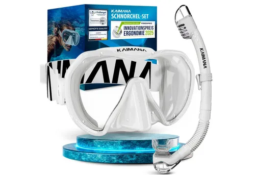 KAIMANA AquaVision Prolite Tauchermaske Schnorchelset für Erwachsene - Komfortables Schnorchelset mit breitem Comfortstraps für sicheren Halt und bruchsicherem Glas für klare Sicht. Ideal für lange Tauch- und Schnorchelsessions.