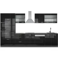 Vicco Küchenzeile R-Line Solid Anthrazit Schwarz 350 cm - Modernes Küchendesign - Küchenzeilen mit modularer Bauweise, ideal für individuelle Anpassungen und eine stilvolle Nutzung in jedem Haushalt.