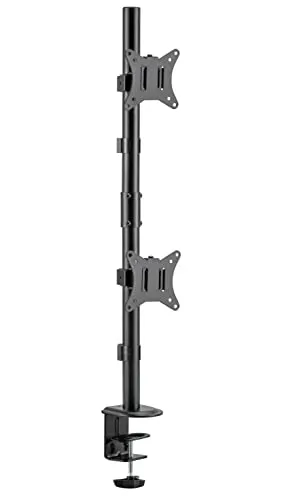 HALTERUNGSPROFI Monitor-Halterung Office-04V für 2 Monitore - Monitor-Halterung für Büro und Homeoffice, ideal für platzsparende Anordnung von bis zu 32 Zoll großen Displays, neigbar, schwenkbar und drehbar für optimale Sicht.