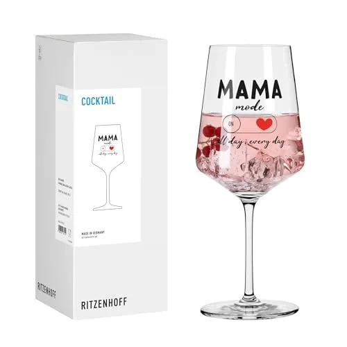 RITZENHOFF 8171012 Cocktail-Glas 500 ml, Serie Sprüche, mit lustigem Schriftzug Mama mode - modern, Made in Germany