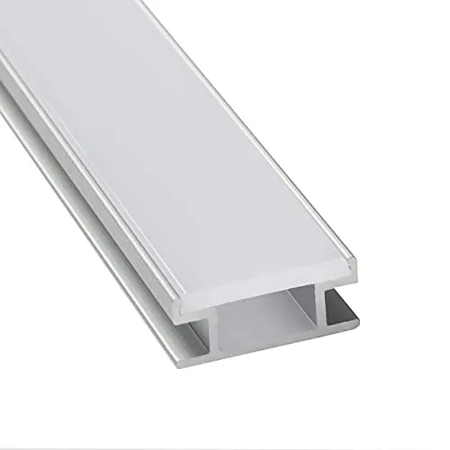 SO-TECH® Einlass LED-Profil-77 | 2000 x 19,4 mm mit opaler Abdeckung | Bodenmontage/Montage in Fliesenboden | trittsicher