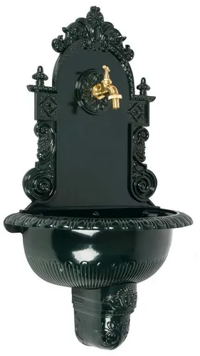 Aubaho Dekoobjekt Waschbecken Wandbrunnen Wein Garten Alu grün antik Stil Brunnen Waschp