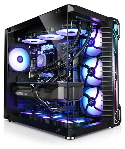 kiebel.de Gaming PC Panorama XL IX – AMD Ryzen 7, 32GB RAM, RTX 5070 - PC-Systeme mit beeindruckender Kühlung durch 10 Lüfter und Wasserkühlung, sofort startklar mit Windows 11. Perfekt für Gaming, Streaming und Videobearbeitung – pure Gaming Power für alle aktuellen Spiele!