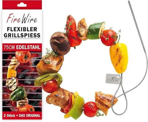 Stück Flexible Grillspieße aus Edelstahl, 75 cm, Rostfrei, Schaschlikspieße, Fleisch, Gemüse und Vegan, Gasgrill, Holzkohlegrill, BBQ, Brainstream 2