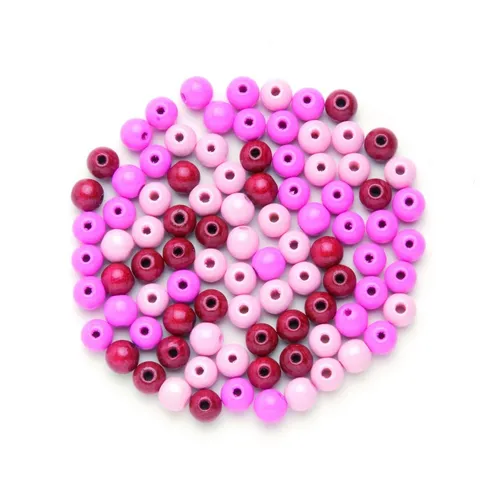 Glorex Holzperle rosa mix 10 mm - 47 Stück