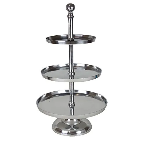 Casablanca Etagere - Trio - Eleganter Tortenständer aus poliertem Aluminium - Tortenständer aus Aluminium, Höhe 73 cm und Durchmesser 41 cm, ideal für festliche Anlässe und schicke Präsentationen.