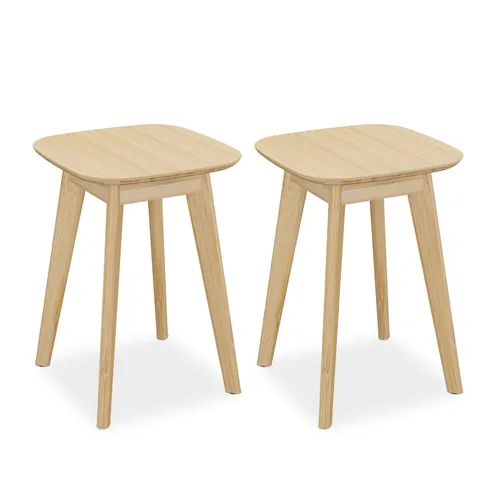 Esszimmerhocker 2er Set aus Bambus - Hochwertige Hocker aus Bambus, quadratische Sitzform, ideal für Esszimmer und Küche. Max. Belastbarkeit 100 kg, stilvolles Design in Hellbraun.