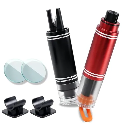muhogxio 2 Stück Auto Notfallhammer, 2 in 1 Gurtschneider Notfallhammer,Sicherheitshammer Auto für Autoscheiben, Glasbrecher Auto Essentials,mit Testglas fürs Auto,Bus(Schwarz+Rot)