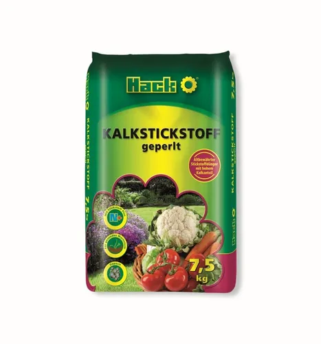 Hack Kalkstickstoff geperlt mit Nitrat 7,5 kg - Dünger für gesunden Rasen, enthält Unkrautvernichter für effektive Unkrautbekämpfung und sorgt für ein kräftiges Wachstum.