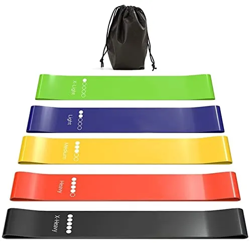 Newaner Resistance Bands Set, 5 Fitnessbänder mit Unterschiedlichen Widerstandsstufen, Fitnessband mit Aufbewahrungstasche für Pilates, Yoga, Physiotherapie, Bodybuilding, Ausbildung, Stretching