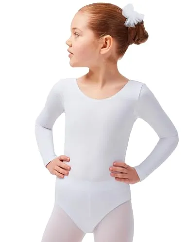 tanzmuster ® Ballettanzug Mädchen Langarm in weiß von tanzmuster
