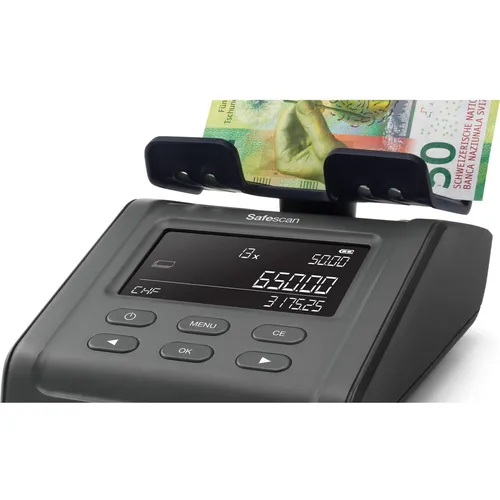 Safescan Geldwaage 6175 – Schneller Münz- und Banknotenzähler - Card-Reader mit adaptiver Zählung, zählt Kasseninhalt in nur 2 Minuten. Zählt auch Gutscheine und ist mobil einsetzbar. 15 Währungen vorinstalliert, inklusive Euro.